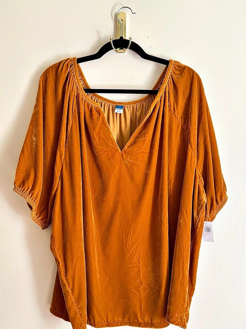 Velvet-Look Puff Sleeve Blouse 3x